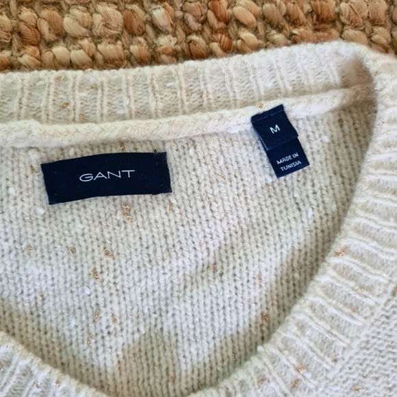 GANT wool blend gold yarns cream cardigan size M - Picture 4 of 8